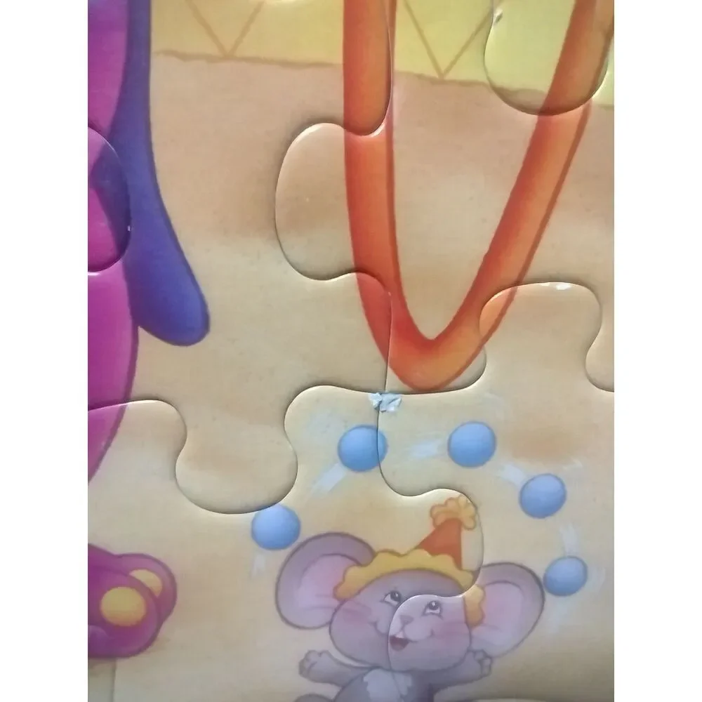 Vintage 1993 Barney Frame Tray 25 Piece‎ Circus Puzzle Milton Bradley 4364-10